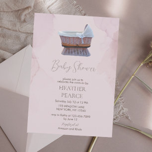 Elegante Flieder Vintage Wiege Baby Shower Einladung