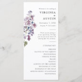 Elegante Fliederhochzeit Programm (Vorderseite)