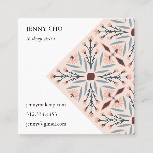 Elegante Fliesen geometrische rosa Schönheit Quadratische Visitenkarte (Vorderseite)