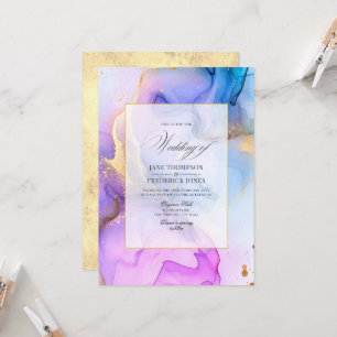 Elegante, fließende Alcohol-Ink-Hochzeit Einladung