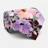 Elegante Flora auf Burgunder Wasserfarbenhochzeit Krawatte (Gerollt)