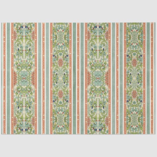 Elegante Flora Chinoiserie Vintag Jade Seidenpapier (Vorderseite)