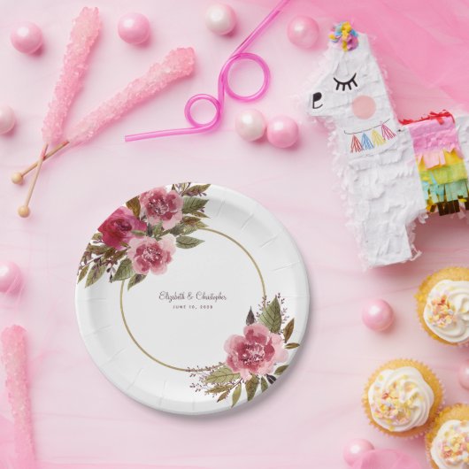 Elegante Flora Extravagante Hochzeit Pappteller (Party)