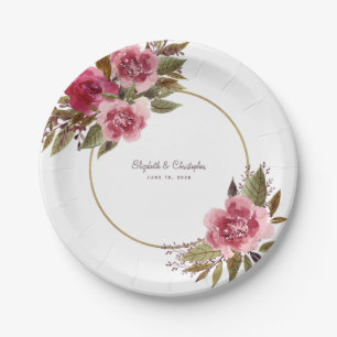 Elegante Flora Extravagante Hochzeit Pappteller