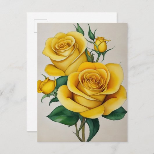 Elegante Flora Gelbe Rose Postkarte (Vorne/Hinten)