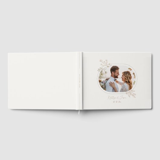 Elegante Flora Hochzeit Beige Gästebuch (Voll)