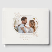 Elegante Flora Hochzeit Beige Gästebuch (Vorderseite)