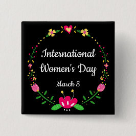 Elegante Flora Internationaler Frauentag Pinback Button