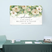Elegante Flora Magnolia Watercolor Hochzeit Willko Banner (Messeveranstaltung)