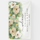Elegante Flora Magnolia Watercolor Hochzeit Willko Banner (Vertikal)