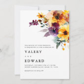 Elegante Flora Moderne Hochzeit im Herbst Einladun Einladung (Vorderseite)