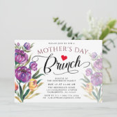 Elegante Flora| Muttertagsbrunch Einladung (Stehend Vorderseite)