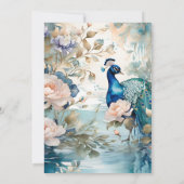 Elegante Flora Peacock Chinoiserie Hochzeit Save The Date (Rückseite)
