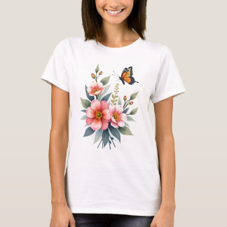 Elegante Flora-Schmetterlinge T-Shirt