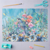 Elegante Flora Sea Turtle Decoupage Seidenpapier (Basteln)