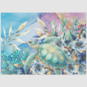 Elegante Flora Sea Turtle Decoupage Seidenpapier (Vorderseite)