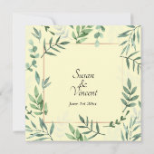 Elegante Flora und Fauna Rahmen Gelbe Hochzeit Einladung (Rückseite)