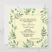 Elegante Flora und Fauna Rahmen Gelbe Hochzeit Einladung (Vorderseite)