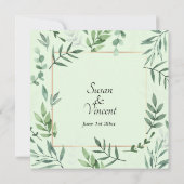 Elegante Flora und Fauna rahmen grüne Hochzeit Einladung (Rückseite)