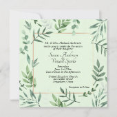 Elegante Flora und Fauna rahmen grüne Hochzeit Einladung (Vorderseite)