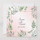 Elegante Flora und Fauna Touch Rosa Hochzeit Einladung (Rückseite)