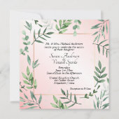 Elegante Flora und Fauna Touch Rosa Hochzeit Einladung (Vorderseite)