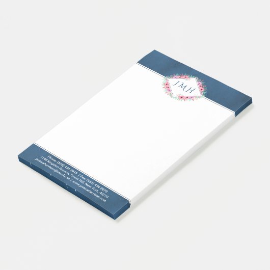 Elegante Flora und Navy Personal oder Business Post-it Klebezettel (angewinkelt)