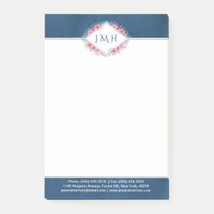 Elegante Flora und Navy Personal oder Business Post-it Klebezettel