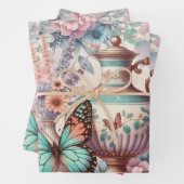 Elegante Flora und Schmetterlinge Geschenkpapier Set (Beispiel)