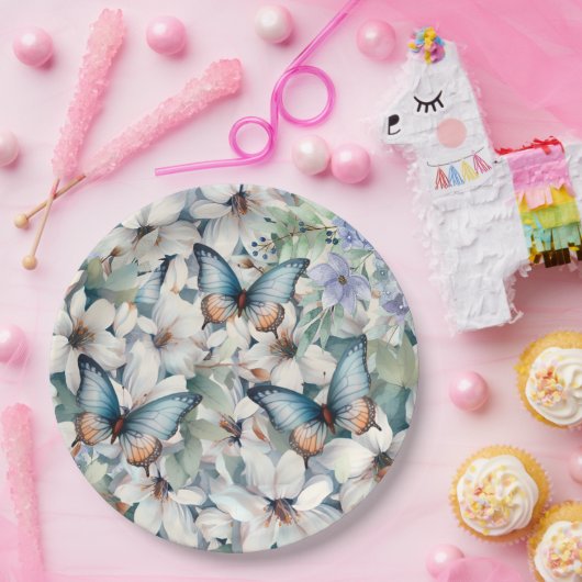 Elegante Flora und Schmetterlinge Pappteller (Party)
