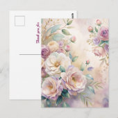 Elegante Flora Wasserfarbe Danke Karte Custom (Vorne/Hinten)