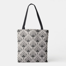 Elegante floral Art Deco in Schwarz und Beige Tasche