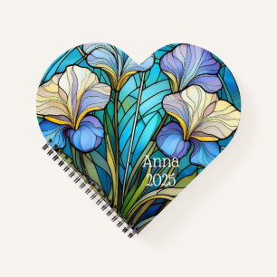 Elegante floral Art Nouveau Glasmalerei Herz Notizblock