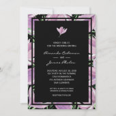 Elegante Floral auf Black Wedding Einladung (Vorderseite)