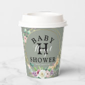 Elegante Floral Baby Dusche 8oz Papiertücher mit L Pappbecher (Rückseite)