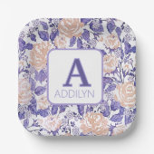 Elegante Floral Baby Girl Dusche Pappteller (Vorderseite)