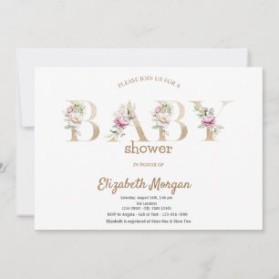 Elegante Floral Baby Shower Einladung