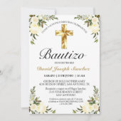 Elegante Floral Bautizo Amarillo Bebé Einladung (Vorderseite)