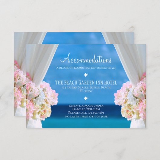 Elegante Floral Beach Hochzeitskarte Einladung (Vorne/Hinten)