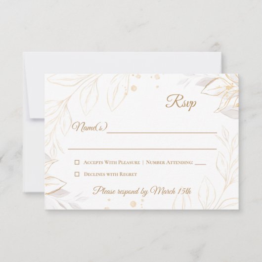 Elegante Floral Beige Response Card RSVP Karte (Vorderseite)