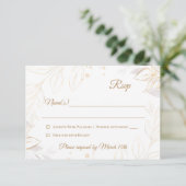 Elegante Floral Beige Response Card RSVP Karte (Stehend Vorderseite)