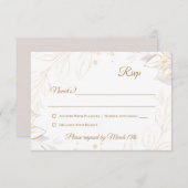 Elegante Floral Beige Response Card RSVP Karte (Vorne/Hinten)
