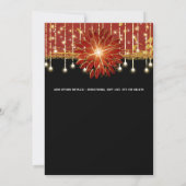 Elegante Floral Black Gold rote Hochzeitsfeier Einladung (Rückseite)