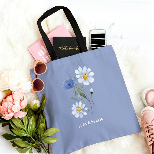 Elegante Floral Blue Trendy Chic Stilvolle Tote Ba Tasche