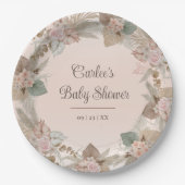Elegante Floral Boho Gender Neutral Baby Shower Pappteller (Vorderseite)