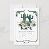 Elegante floral Boho Moderne Cactus Baby Shower Dankeskarte (Vorderseite)