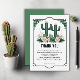 Elegante floral Boho Moderne Cactus Baby Shower Dankeskarte