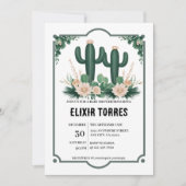 Elegante floral Boho Moderne Cactus Baby Shower Einladung (Vorderseite)