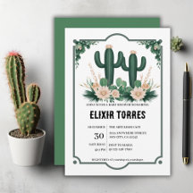 Elegante floral Boho Moderne Cactus Baby Shower