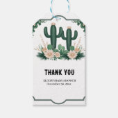 Elegante floral Boho Moderne Cactus Baby Shower Geschenkanhänger (Vorderseite)